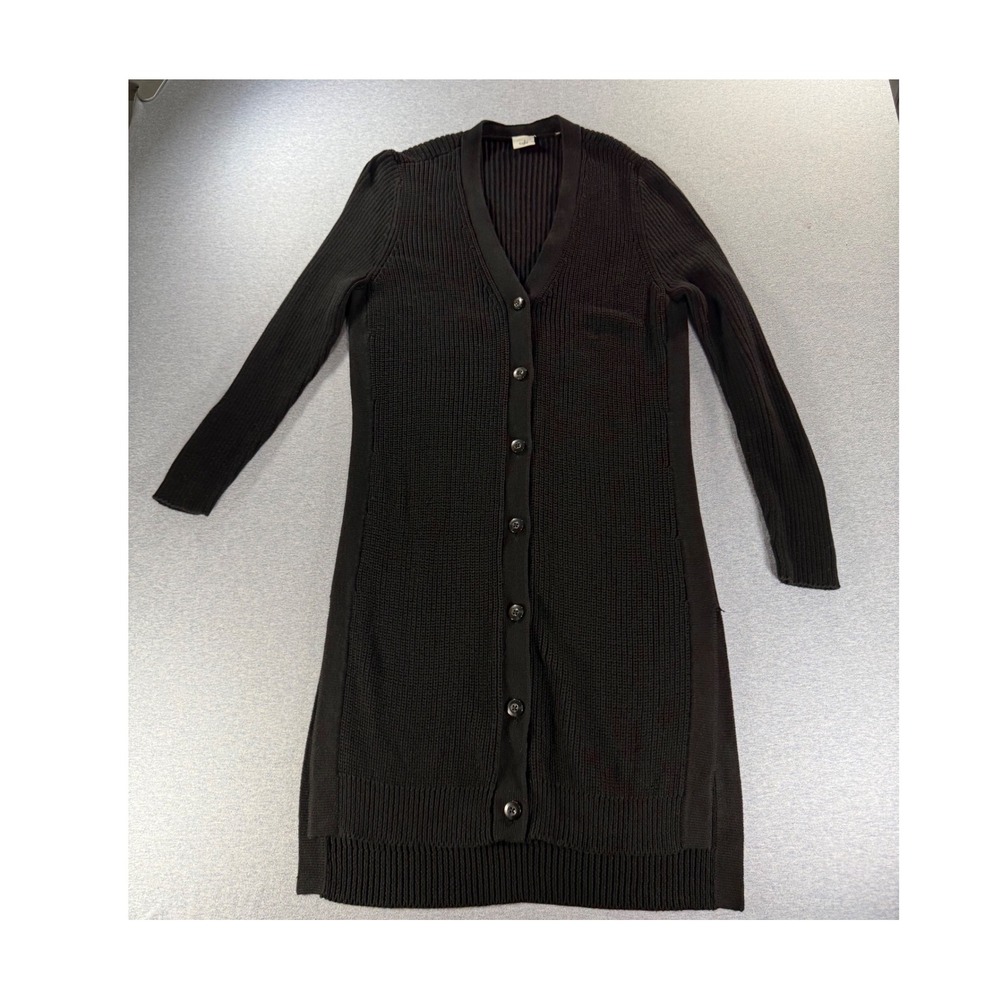 Cabi Madison Black Long Button Down Duster Cardigan Side Slits 3715 Medium